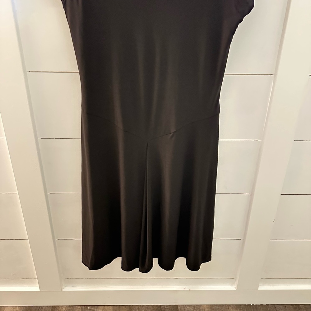 RALPH LAUREN L Black Stretch midi length woman evening dress minimalist LBD - Picture 6 of 13